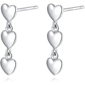 Reffeer Solid 925 Sterling Silver Love Heart Stud Earrings for Women Girls Tiny Heart Stud Earrings Small Studs