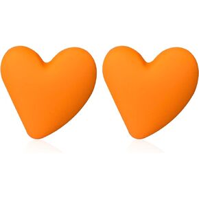 Aishgjia Hot Pink Heart Stud Earrings for Women Romance Heart Big Statement Earring for Girls Jewelry Idea Gifts for Mom Lover and Friends