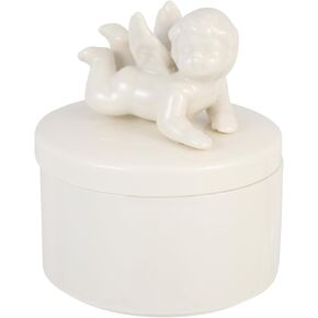 Garneck Ceramic Angel Gift Box Earring Jewelry Box Gift Card Box Holder Makeup Case Organizer Coquette Room Decor Aesthetic Earring Organizer for Women Cherub Angels Figurines Box Food Jar