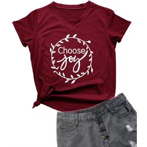 Funny T-Shirt Women's V-Neck Letter Print Casual Tee Short Sleeve Tops