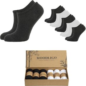 جوارب Moodligo Premium Bamboo للرجال | جوارب رياضية كاجوال (7-12) | عبوة متعددة 6 أزواج | مع صندوق صلب | للجنسين