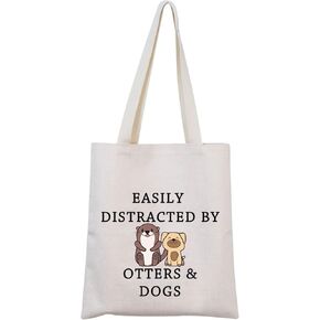 MNIGIU Otter Gift Dog Lover Makeup Bag Easily Distracted by Otters and Dogs Zipper Pouch Bag Gift (book sleeve) in Kuwait