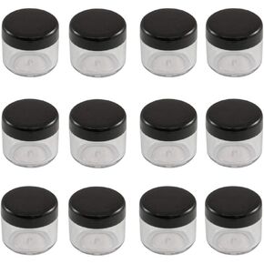 12PCS 15 Gram 15ml 0.5oz Refillable Black Plastic Screw Cap Lid with Clear Base Empty Plastic Container Jars for Nail Powder Bottles Eye Shadow Container Lot Powder Container