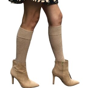 Love Sock Company cozy warm patterned knee high boot sock for women girls organic cotton - Latte
