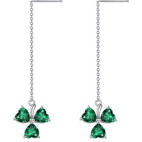 Irish Earrings 925 Sterling Silver Shamrock Clover Leverback Dangle Dangling Earrings St Patricks Day Jewelry Gift for Women