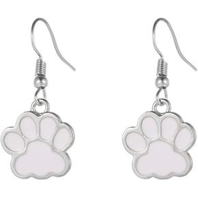 Stainless Steel Lovely Cat Dog Paw Style Enamel Filled Dangle Earrings Kawaii Cute Cat Dog Paw Earring For Girls Women Teens
