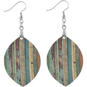 Vintage Wood Wooden Earrings for Women Teen Girls Dangle Teardrop Earrings Drop Leaf Earrings Lightweight Earring Jewelry Set Gifts
