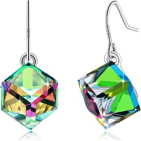 PLATO H S925 Sterling Silver Cube Earrings Crystals from for Women Girls with Exquisite Unique Gift Box Jewelry Gift for Mother's Day in Kuwait