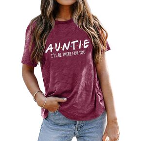 Aunt Shirt for Women Auntie Shirts Funny Auntie Life Rainbow Love Short Sleeve Adult Graphic Tee