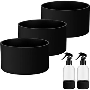 Honeydak 3 Pieces Silicone Sleeve Bottom Base Accessories for 16 oz Spray Bottles Anti Slip Cosmetic Spray Bottom Cover Washable Rubber Bottom Base for 12 to 24 oz Water Bottles (Black)