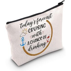 POFULL Cruise Themed Gift Cruise Boat Cocktails Friends Groups Cruise Cosmetic Bag Girls Weekend Gift (forecast Cruising)