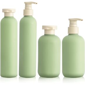 4Pack Squeeze Bottle with Flip Cap and Pump, Refillable Travel Bottles for Toiletries for Travel Size 200ML/260ML for Shampoo Lotions Cream Body Wash Conditioner Travel Shampoo Bottles