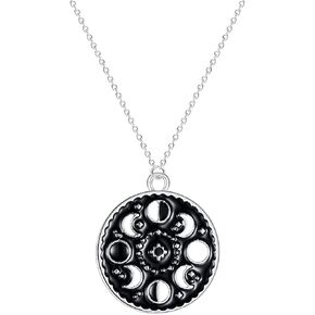 Moon Phase Chain Necklaces Lunar Eclipse Choker Full Moon Collar Crescent Moon Pendant Waning Moon Clavicle New Moon Collette for Women Girls Triple Goddess Jewelry