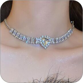Your Always Charm Bow قلادة للنساء فضية حجر الراين قلادة قلادة كريستال سباركلي الحد الأدنى من إكسسوارات الحفلات الراقصة للفتيات الهالوين هدية عيد الميلاد لصديقتك