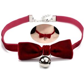 Bethynas Vintage Bow-knot Velvet Choker Necklace Sexy Bell Pearl Heart Pendant Suede Collar Christmas Halloween Party Neck Accessories for Women Girls