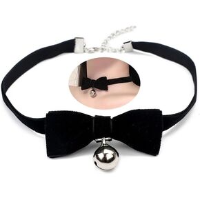 Bethynas Vintage Bow-knot Velvet Choker Necklace Sexy Bell Pearl Heart Pendant Suede Collar Christmas Halloween Party Neck Accessories for Women Girls