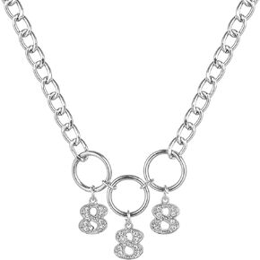 Angel Number Necklace Bling Necklace Rhinestone Lucky Number Necklace For Women 111 222 333 444 555 777 888 999 000 Pendant Choker Jewelry