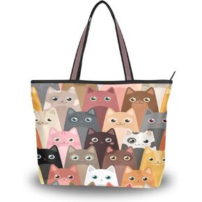 Pattern Tote Bag for Women with Zipper Pocket Polyester Tote Purse Pattern Handbag Pattern Tote Purse
