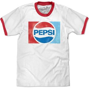 Tee Luv Men's Retro Pepsi Logo Ringer Tee Shirt