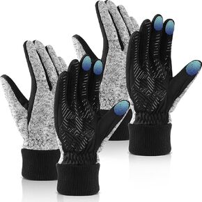 Twistover 2 Pairs Gray Winter Gloves Thermal Windproof Gloves Touchscreen Gloves Warm Gloves for Women Men Driving Running Hiking Supplies