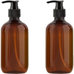 Muluo 10 Ounce/300ml Pump Bottle Dispenser, Shampoo Pump Dispenser Hand Soap Dispenser Bottles for Bathroom, Kitchen Sink, Lotion, Hand Soap Dispenser, 2-Pack Brown