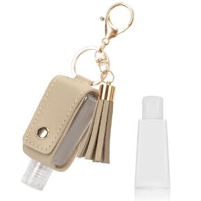 Unaone 1oz/30ml Hand Sanitizer Holder Travel Size, Empty Bottles Leather Sanitizer Holder with Keychain Portable Small Squeeze Bottle Refillable Container for Toiletry Lotion Liquid Soap Shampoo Black