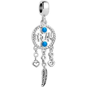 CharmSStory Dream Cather Feather Dangle Beads Charms for Bracelets