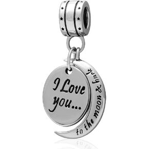 I Love You Charm 925 Sterling Silver Sun and Moon Charm Pendant Charm for Pandora Charms Bracelet