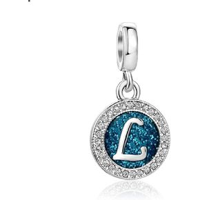 Sparkling Blue Letter Charm A to Z Alphabet Options Personalized Initial Name Jewelry Compatible With Pandora Charms Bracelets