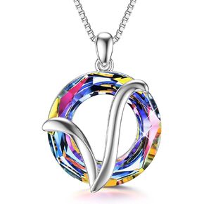 JUSTKIDSTOY Letter Necklace Christmas Gifts Sterling Silver Crystal Initial 26 Alphabet Pendant Necklace Jewelry for Women Daughter