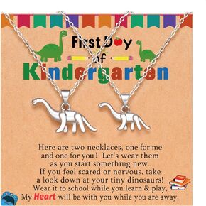 UNGENT THEM Back to School Gifts Mother Daughter Son Dinosaur Necklace First Day of School Gifts for Women Boys Girls