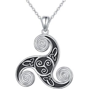 DAOCHONG Celtic Necklace Sterling Silver Irish Celtic Knot Love Knot Triquetra Knot Pendant Claddagh Necklace for Women