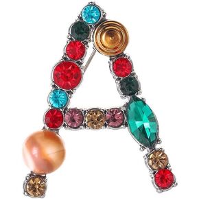 Rhinestone Initial Brooch Pin 26 Letter A-Z Lapel Pin Colorful Crystal Letter Badge Pin for Women Girls Large Capital Letter Pin for Dress Suit Bags Decors in Kuwait