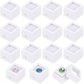 BENECREAT 36 Pack Gemstone Display Box Acrylic Diamond Case Black Jewelry Container with Clear Lids, Black Sponge 0.8x0.6" for Festival Treat, Gems, Coins, Diamond, Gift Packing