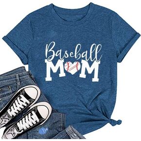 Baseball Mom T-Shirt for Women Play Ball Baseball Heart Pattern Shortsleeve Tank Funny Novelty Baseball Graphic Top in Saudi Arabia