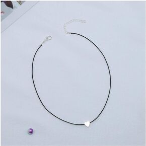 TseanYi Love Heart Necklace Black Suede Leather Choker Necklace Vintage Chain Necklaces Jewelry for Women and Girls