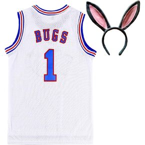 Mens Basketball Jersey Bugs #1 /Lola #10 Space Movie Sports Party Jersey White S-XXXL