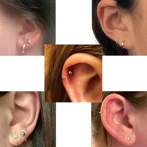 أقراط نصف أطواق 316L من الفولاذ المقاوم للصدأ أقراط هوجي هوب صغيرة على شكل كرة، بار، نجمة، قمر، قلب، فراشة نصف أطواق أقراط ثقب الغضروف in Kuwait