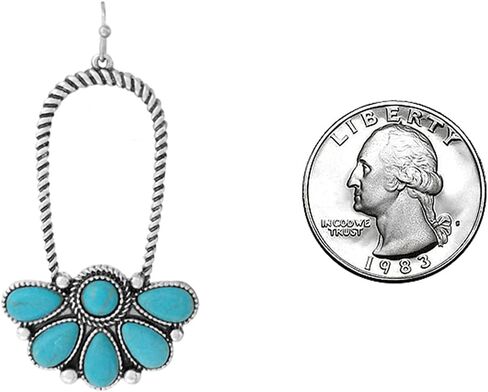 Rosemarie & Jubalee Women's Chic Western Style Burnished Silver Tone Textured Rope With Semi Precious Howlite Stone Earrings, 2.62" in Saudi Arabia