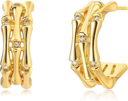 BENEIGE Women Hoop Earrings Open Hoop Huggie C Shape Earrings Stud 14K Gold Plated Boho Beach Simple Delicate Handmade Hypoallergenic Everyday Jewelry in Saudi Arabia