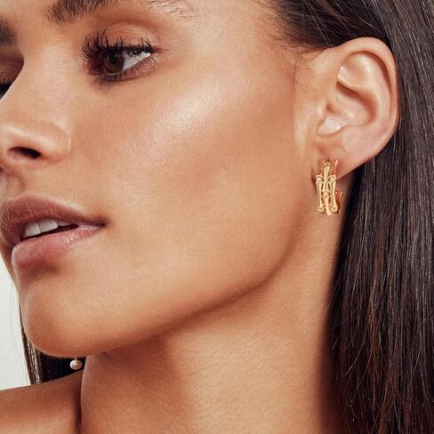 BENEIGE Women Hoop Earrings Open Hoop Huggie C Shape Earrings Stud 14K Gold Plated Boho Beach Simple Delicate Handmade Hypoallergenic Everyday Jewelry in Saudi Arabia