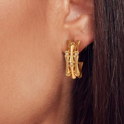 BENEIGE Women Hoop Earrings Open Hoop Huggie C Shape Earrings Stud 14K Gold Plated Boho Beach Simple Delicate Handmade Hypoallergenic Everyday Jewelry in Saudi Arabia