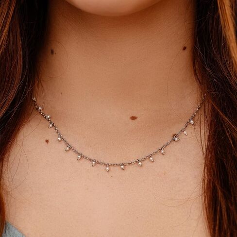Pura Vida 14" Silver or Rose Gold Hanging Pearl Beaded Choker Necklace - Statement Necklace with Synthetic Pearls - Necklace for Women, Necklaces for Teen Girls, Boho Jewelry for Women - 3" Extender in Saudi Arabia