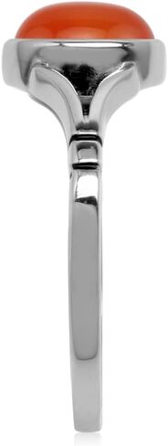 Silvershake 8X6mm Genuine Cabochon Stone 925 Sterling Silver Solitaire Casual Ring Jewelry for Women or Teen in Saudi Arabia