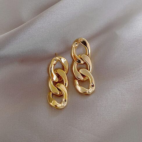 QUPENGXU Gold Simple Geometric Earring Delicate Chain Dangle Drop Earring Specially Designed For Personality Women Girls in Saudi Arabia