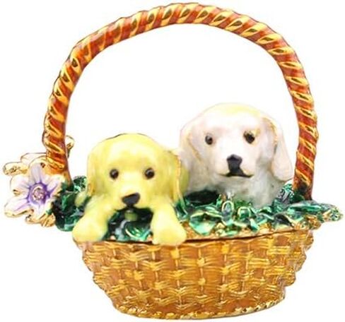 MIXDOM Welsh Corgi حلية صندوق مجوهرات صندوق مزخرف مرسومة يدويًا مع غطاء مفصلي حامل أقراط حلقية تمثال كلب قابل للجمع in Kuwait