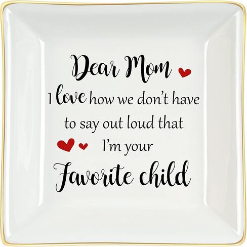 Homlouue Gfits for Mom Ring Dish Dear Mom I'm Your Favorite Child Jewelry Tray Mom Gifts Mothers Day Gifts from Daughter Son Kids Best Birthday Gifts Christmas Gifts for Mom in Saudi Arabia