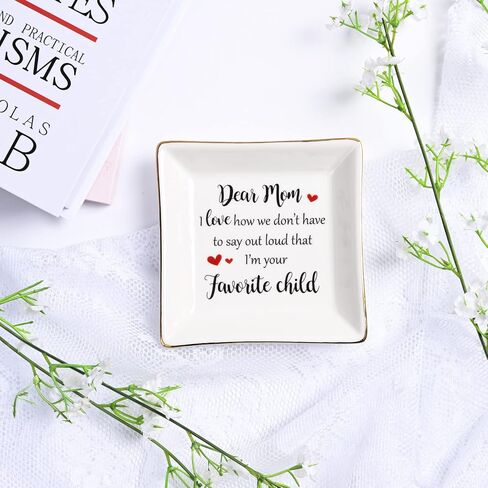 Homlouue Gfits for Mom Ring Dish Dear Mom I'm Your Favorite Child Jewelry Tray Mom Gifts Mothers Day Gifts from Daughter Son Kids Best Birthday Gifts Christmas Gifts for Mom in Saudi Arabia