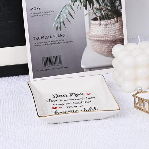Homlouue Gfits for Mom Ring Dish Dear Mom I'm Your Favorite Child Jewelry Tray Mom Gifts Mothers Day Gifts from Daughter Son Kids Best Birthday Gifts Christmas Gifts for Mom in Saudi Arabia