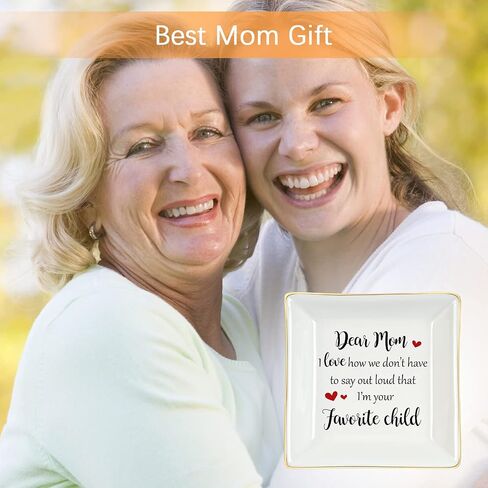 Homlouue Gfits for Mom Ring Dish Dear Mom I'm Your Favorite Child Jewelry Tray Mom Gifts Mothers Day Gifts from Daughter Son Kids Best Birthday Gifts Christmas Gifts for Mom in Saudi Arabia